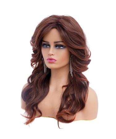 Rugelyss Vintage Dark Brown Rednish Maroon Wig - Women's Synthetic Full Wig for 70s Cosplay Costume - Buy Online on GoSupps.com