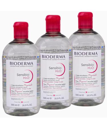 Buy Bioderma Sensibio H2O Micellar Solution 3x500ml | Gentle Makeup Remover & Skin Moisturizer | Strengthens Skin Barrier | Free Pharmaceutical Gift - Buy Online on GoSupps.com