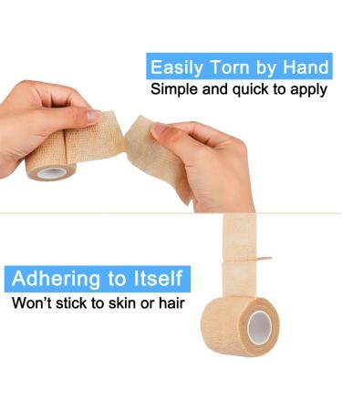12-Pack Self Adherent Cohesive Wrap Bandages 2 x 5 Yards - Skin Color Athletic Tape for Sports - Elastic Self Adhesive First Aid Tape - Wrist Bandage Wrap - 12 Count - Buy Online on GoSupps.com