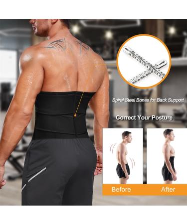 Bafully Men's Abdominal Belt - Sweat Sauna Waist Trimmer & Body Shaper with Velcro - Fitness & Sports Black - Buy Online on GoSupps.com