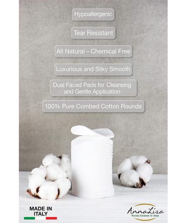 AnnaLisa 100% Pure Combed Cotton Rounds - 3 Packs of 80 | Hypoallergenic & Absorbent | 240-Piece Italian Facial Cleansing Pads - Buy Online on GoSupps.com