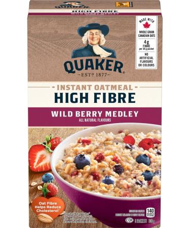 Quaker High Fibre Wild Berry Medley Instant Oatmeal 8 Packets 304g High Fibre Wild Berry Medley 304 g (Pack of 1) - Buy Online on GoSupps.com