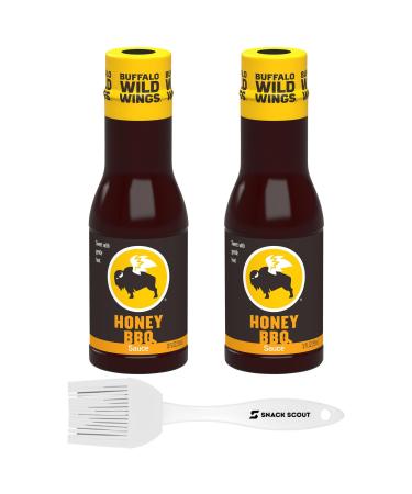 Buffalo Wild Wings Honey BBQ Sauce 12 fl. oz (2 Pack) Bundled With Snack Scout Basting Brush
