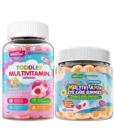 Kids Multivitamin Gummies with Omega-3 (DHA & EPA) + Organic Toddler Multivitamin Gummie 2 Pack