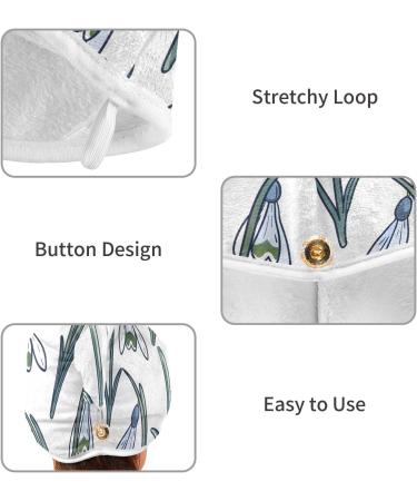 Snowdrops Flowers Hair Towel 2 Pack - Super Absorbent Quick Dry Hair Turbans for Women & Girls | Perfect Hair Drying Solution - Buy Online on GoSupps.com