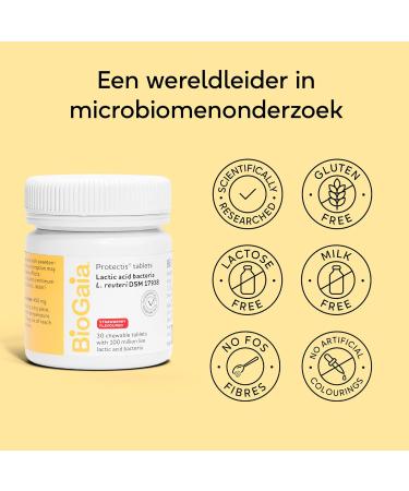 BioGaia Protectis Kids Tablets 30 Chewable Probiotics with 100 Million Live L Reuteri Supports Gut Health and Digestion in Children Strawberry Flavor - Buy Online on GoSupps.com