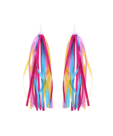 VORCOOL 1Pair Bike Handlebar Streamers Bicycle Grips Colorful Polyester Streamers Tassel Ribbons Children Baby Carrier Accessories Yellow