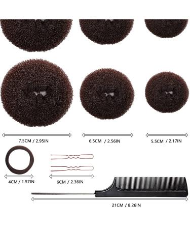 MeetFavorite Bun Maker Set - 10 Piece Hair Bun Shaper Kit with Elastic Bands and Pins (Brown) - Buy Online on GoSupps.com
