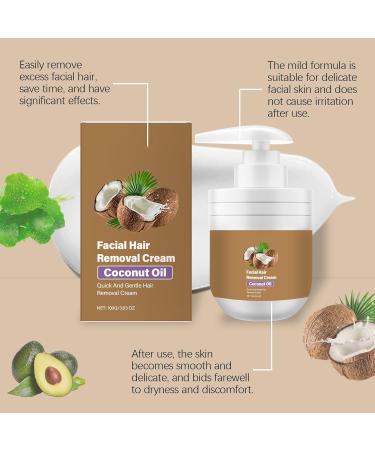 Coconut Oil Facial Hair Removal Cream Facial Depilatory Cream for Sensitive Skin Body 3.53 Fl Oz (2) - Buy Online on GoSupps.com