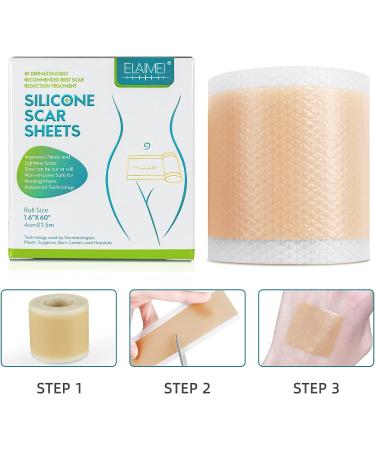 Medical Grade Silicone Gel Scar Removal Tape 1.6x60 - Long Strips for Acne, C-Section, Keloid Surgery - 6-8 Month Supply - 1.5m - Buy Online on GoSupps.com