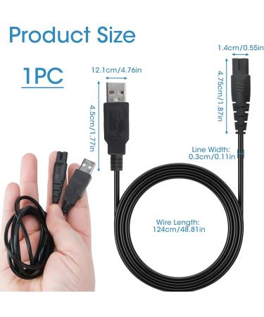 12V 2A USB Charger Cable for Braun Shaver Series 5 3 9 7 1 - Replacement Power Cord for 3020S 3080S 760CC 790CC 340s Beard Trimmer and Oral-B Toothbrush - 1.24M - Buy Online on GoSupps.com
