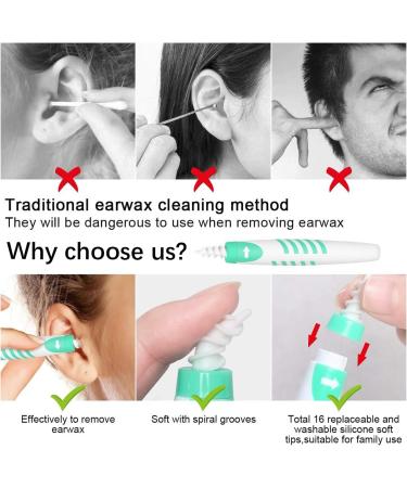 GWAWG Ear Wax Removal Tool Set - 16 Washable Soft Silicone Tips Stainless Steel Cleaner Spiral Ear Cleaner & Brush for Kids | Safe & Effective Ear Care - Buy Online on GoSupps.com