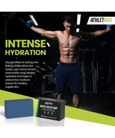 Athletabis Hemp Soap Bar for Muscle Relief - Charcoal & Hemp Seed Oil Natural Soap - Buy Online on GoSupps.com
