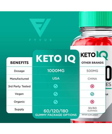 Buy Keto IQ ACV Gummies | 2 Pack - Advanced Weight Loss Supplement with Apple Cider Vinegar | 1000MG Keto+ACV Formula | 120 Gummies - Buy Online on GoSupps.com