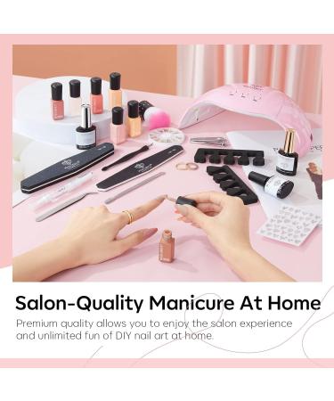 Modelones Gel Nail Polish Kit With 48w UV Led Nail Lamp Starter Kit 22 Pcs Nude Pink Soak Off Nail Gel Polish Set No Wipe Base & Top Coat Bond Primer Diy Home Nail Curing - Buy Online on GoSupps.com