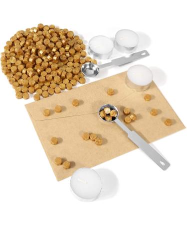 Gold Sealing Wax Beads  Yoption 300 Pieces Octagon Seal Wax Beads with 4 Candles and 2 Melting Spoons for Wax Seal Stamp (Gold) - Buy Online on GoSupps.com