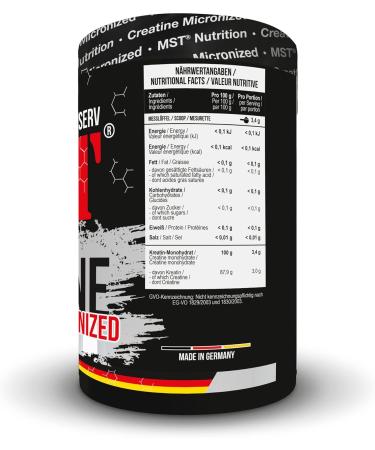 MST Creatine Monohydrate Micronized 500g - Unflavored High-Dose Powder | 147 Portions | Premium German Nutrition for Optimal Performance - Buy Online on GoSupps.com