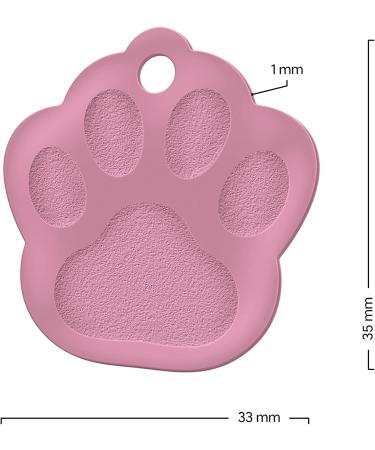Personalized Pink Dog Tag Paw - Custom Engraving | Large 33mm | Shop Internationally - Buy Online on GoSupps.com