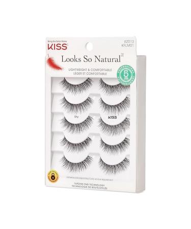 KISS Looks So Natural False Eyelashes Shy' 12 mm Includes 5 Pairs Of Lashes Contact Lens Friendly Easy to Apply Reusable Strip Lashes Glue On - Buy Online on GoSupps.com