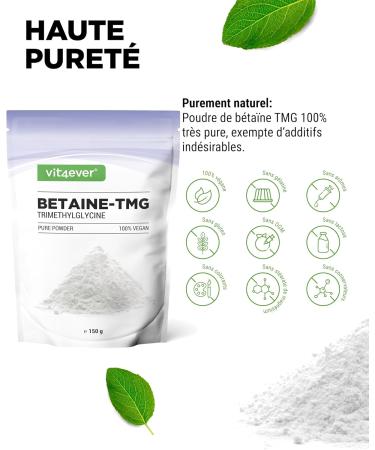 Betaine (TMG) - 150g - Sugar beet betaine - 99% purity - Trimethylglycine - High dose - Vegan - Buy Online on GoSupps.com