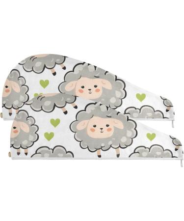 Small Sheep Hair Towel 2 Pack | Super Absorbent Quick Dry Hair Turbans with Button Twist for Women & Girls | International Shipping Available - Buy Online on GoSupps.com