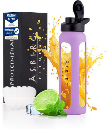 Asbirg Fitness Glass Protein Shaker Protein Shaker Drinking Bottle with Spiral Ball - Pastel Purple - 24 Oz - Buy Online on GoSupps.com