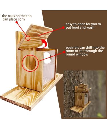 Direct Wicker Squirrel Feeder Wood Flip-Up Roof For Squirrel Food Placement Removable Front Panel Squirrel Feeder Just For Squirrels - Buy Online on GoSupps.com