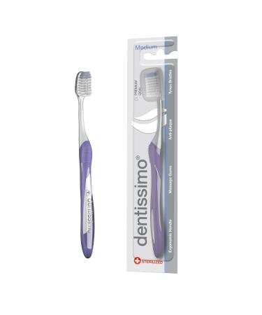 DENTISSIMO SWISS BIODENT Premium Oral Care Medium Bristle Toothbrush with Ergonomic Handle  Colors May Vary  Pack of 1