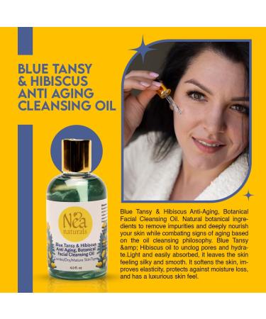 Blue Tansy & Organic Hibiscus Facial Cleansing Oil - Anti-Aging Pore-Deep Cleanser - 4.0 fl. oz - Ships Internationally - Buy Online on GoSupps.com
