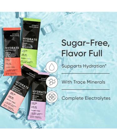Sports Research Hydrate Electrolytes Powder - Sugar-Free Naturally Flavored Enhanced with Vitamins & Coconut Water - 16 Pack Variety Pack for Optimal Hydration - Buy Online on GoSupps.com