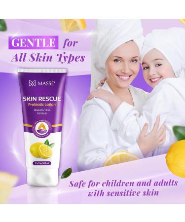 Massey s Skin Rescue Probiotics Lotion - Daily Non-Greasy Hydrating Lotion for Men & Women - Refreshing Lemon Scent - Smooth Sensitive Skin - 3.4 oz - International Shipping Available - Buy Online on GoSupps.com