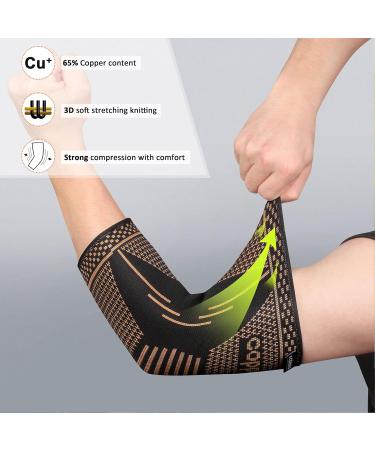 Buy Copper Elbow Brace Compression Sleeve - Pain Relief for Tendonitis Tennis & Golfers Elbow Arthritis Support for Men & Women - Medium Black - Buy Online on GoSupps.com