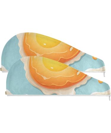 Fresh Fried Egg Hair Towel 2 Pack | Super Absorbent Quick Dry Hair Turbans for Women & Girls - Buy Online on GoSupps.com