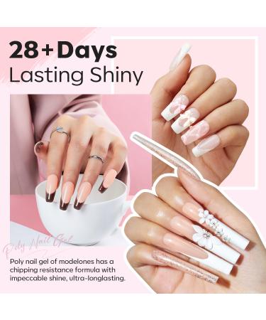 Modelones Poly Nail Gel Kit - 6 Colors with 48W Nail Lamp and Slip Solution - Rhinestone Glitter All In One DIY Manicure Starter Kit for Beginners - Buy Online on GoSupps.com