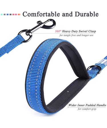 Vivaglory Traffic Handle Dog Leash - Reflective Dual Padded Handles Strong Metal Hook 1.2m Blue - Perfect for Training & Daily Walks - Buy Online on GoSupps.com