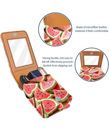 Travel Lipstick Organizer Case - Portable Makeup Bag with Mirror | Cartoon Watermelon Design - Cute & Functional Makeup Storage - Buy Online on GoSupps.com