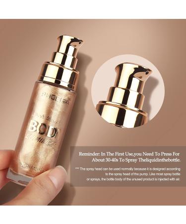PHOERA High Gloss Waterproof Body Luminizer Glitter Face Shimmer Moisturizer Lotion Tan Cream Foundation Makeup Bronzer AQUAPURITY - 101 Rose Gold - Buy Online on GoSupps.com