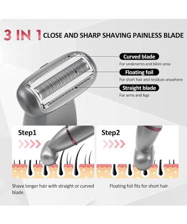 Buy 3-in-1 Electric Razors for Women - Painless Pubic Hair Trimmer Rechargeable Groomer Kit with IPX7 Waterproof Design - Perfect Bikini Trimmer with 3 Heads - Buy Online on GoSupps.com