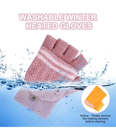 Flintronic USB Heated Gloves - Washable Heating Knit Gloves for Men & Women | Winter Warm Laptop Gloves (Full & Half Hands) - Pink #2 - Buy Online on GoSupps.com