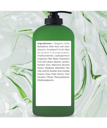 Being Naturals Aloe vera Gel - from 100% Pure Organic Aloe Infused with Snail Mucin/Centella Asiatica - Natural Raw Moisturizer for Face Body Hair. Perfect for Sunburn Acne Razor Bumps 16.9 fl oz - Buy Online on GoSupps.com