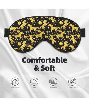 Gold Glitter Unicorn Sleep Mask | Adjustable Travel Eye Mask | Premium Sleeping Eye Covers - Buy Online on GoSupps.com