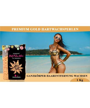 Dermawax 1 KG Gold Wax Beads - Professional Hot Wax for Hair Removal | No Strips All Skin Types Short & Strong Hair - Buy Online on GoSupps.com