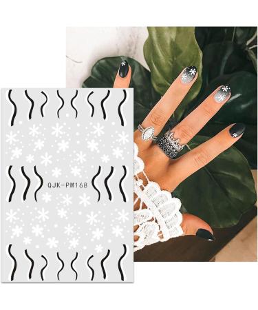 JMEOWIO 12 Sheets Flower Line Nail Art Stickers Decals Self-Adhesive Black White Nail Supplies Nail Art Design Decoration Accessories - Buy Online on GoSupps.com