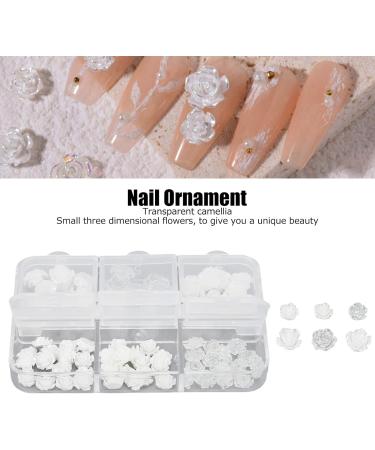 Nail Charms Nail Art Decorations 2 Boxes Nail Art Decorations Delicate Compact White Rose Camellia Nail Art Rhinestones for Girls - Buy Online on GoSupps.com