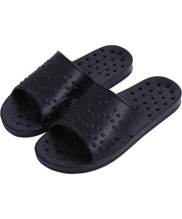 Women's Arch Support Shower Shoes | Quick Drying Pool Slides | Lightweight Beach Sandals | Drain Holes | Black - 9.5-10.5 Women/8-9 Men - Buy Online on GoSupps.com
