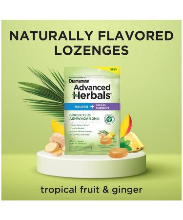 Advanced Herbals Nausea & Stress Support Lozenges | Ginger & Ashwagandha | Tropical Fruit Flavor | 20 Ct - Ships Internationally - Buy Online on GoSupps.com