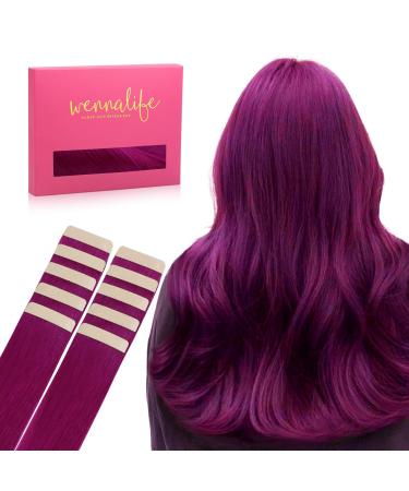 If -of -hearted tape extensions real hair violet 10pcs tape in extensions real hair 25g 40cm invisible hair extension real hair invisible smooth real hair extensions tape highlight for girls 40cm 25g 10pcs #violet