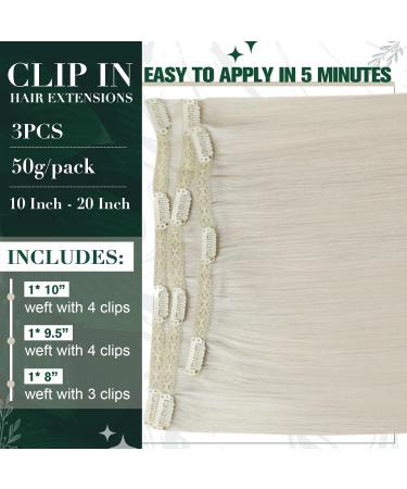 Runature Clip In Extensions | Real Hair White Blonde 45cm | 3 Piece Seamless & Affordable 50g Human Hair Extensions #800 - Buy Online on GoSupps.com