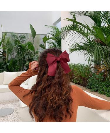 6PCS Big Bow Satin Hair Clips Ribbon French Hair Barrettes Bowknot Clip Hair Bow Clips Bow Hairpins Hair Accessories with Tails(Color Random) - Buy Online on GoSupps.com