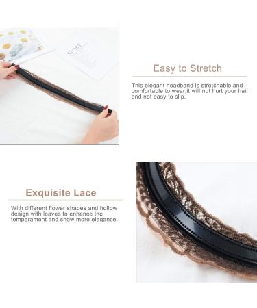 Elegant Lace Headbands for Women & Girls - 2 Piece Vintage Floral Wide Headwraps (Black Brown) | International Shipping - Buy Online on GoSupps.com